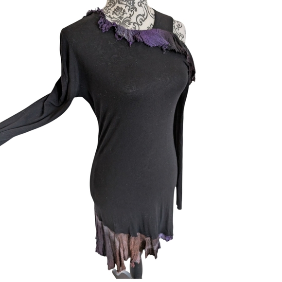 Wool Dress Women Small Witchy Whimsigoth Shabby Fairy French Cold Shoulder Black - Picture 4 of 11